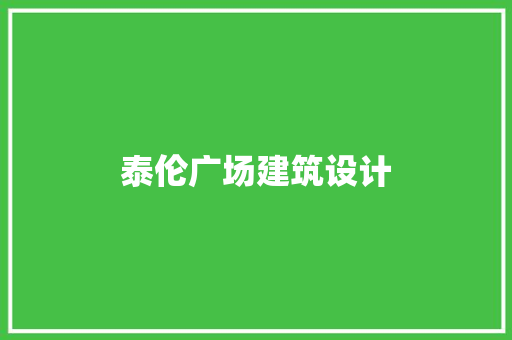 泰伦广场建筑设计 施工技术