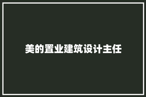 美的置业建筑设计主任