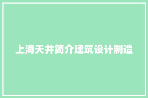 上海天井简介建筑设计制造