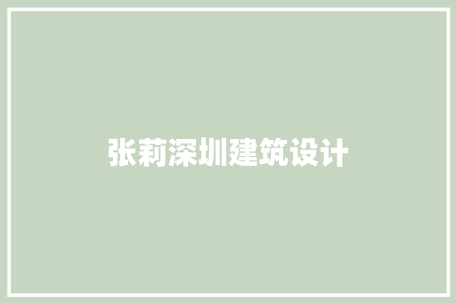 张莉深圳建筑设计 施工工艺