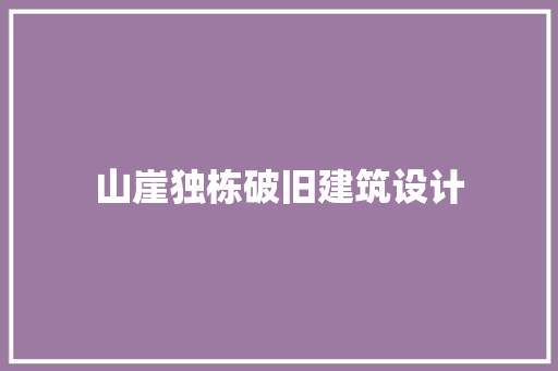 山崖独栋破旧建筑设计 设计原则