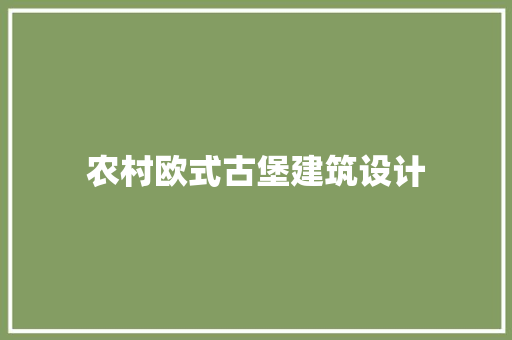 农村欧式古堡建筑设计 住宅建筑设计