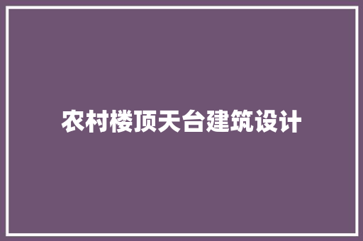 农村楼顶天台建筑设计