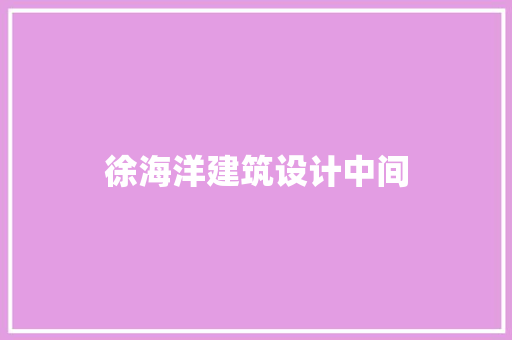 徐海洋建筑设计中间 常见问题