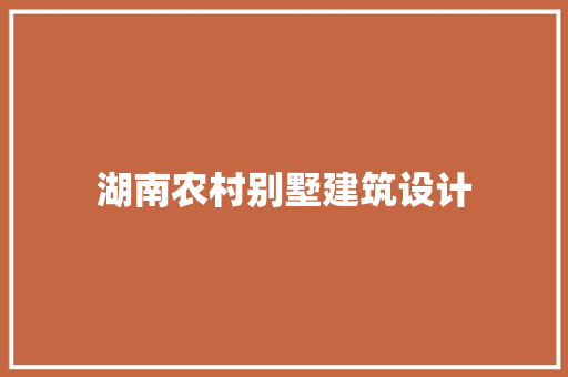 湖南农村别墅建筑设计 建筑设计