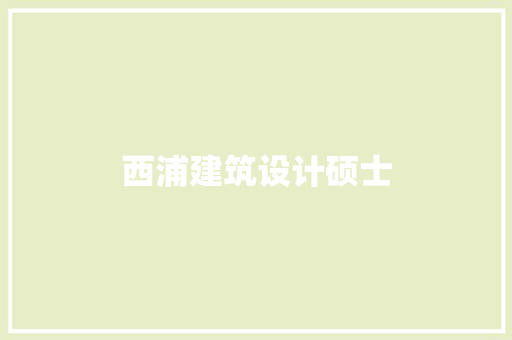 西浦建筑设计硕士 设计原则