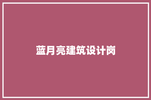 蓝月亮建筑设计岗