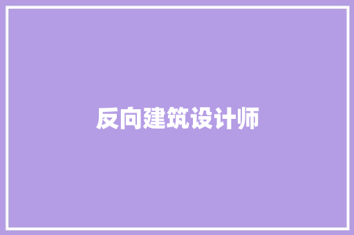 反向建筑设计师 施工技术