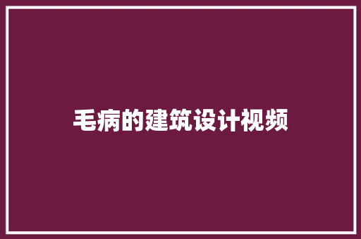 毛病的建筑设计视频 工艺流程