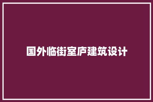 国外临街室庐建筑设计 施工管理