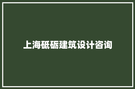 上海砥砺建筑设计咨询 施工管理