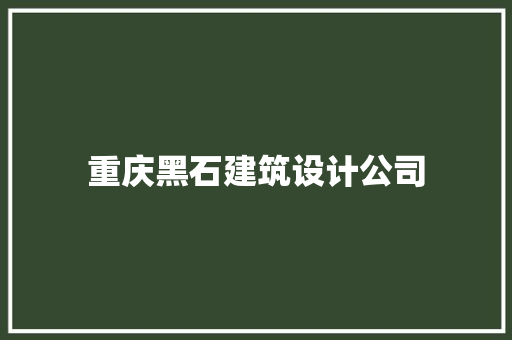 重庆黑石建筑设计公司 住宅建筑设计