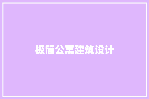 极简公寓建筑设计 施工管理