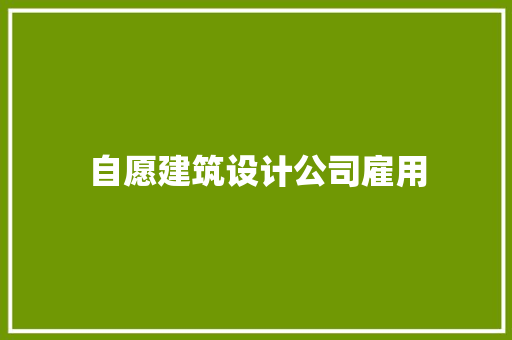 自愿建筑设计公司雇用 施工管理
