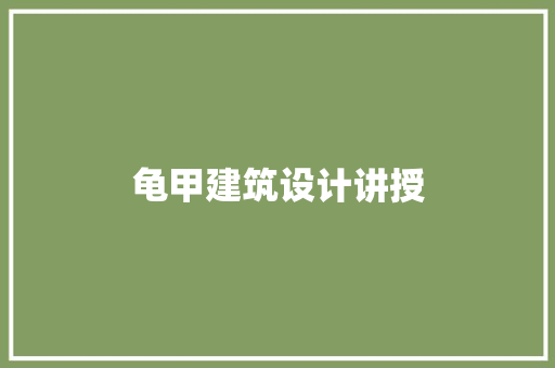 龟甲建筑设计讲授