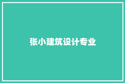 张小建筑设计专业