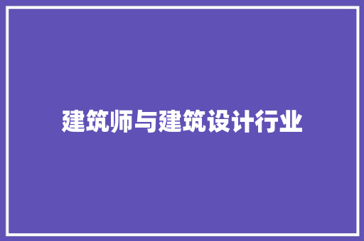 建筑师与建筑设计行业 施工技术