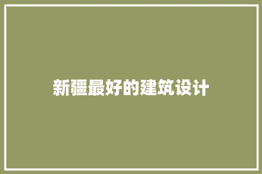 新疆最好的建筑设计