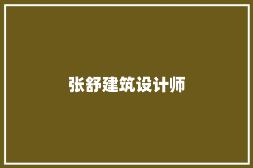张舒建筑设计师