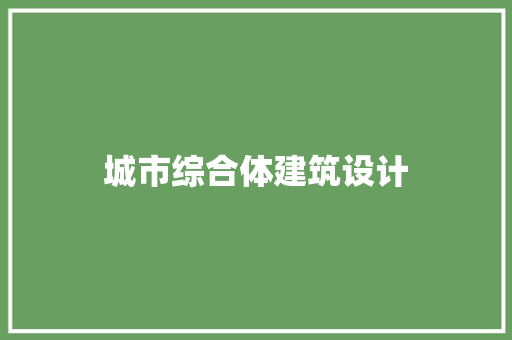城市综合体建筑设计 施工管理