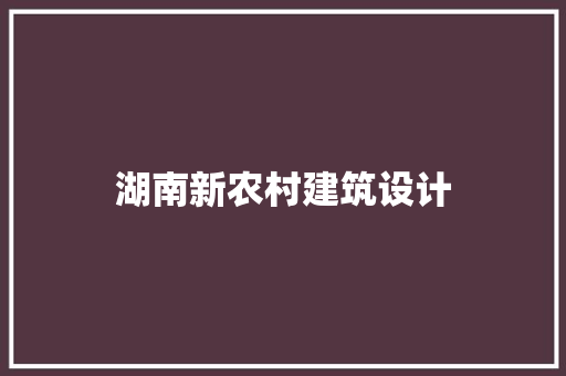 湖南新农村建筑设计 工艺流程