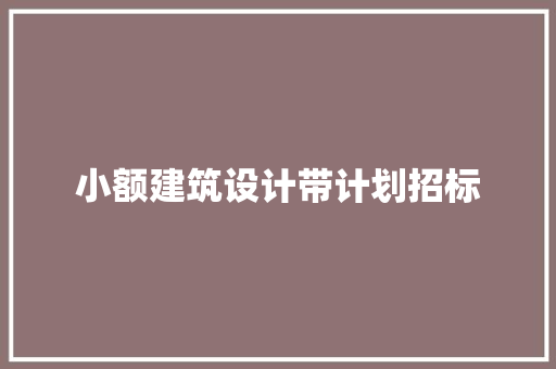 小额建筑设计带计划招标