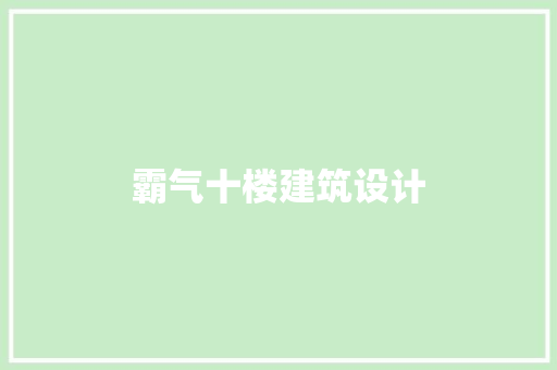 霸气十楼建筑设计 常用设备