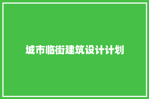城市临街建筑设计计划