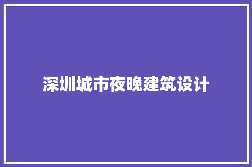 深圳城市夜晚建筑设计 设计原则