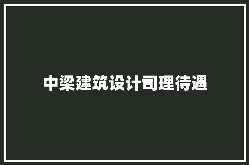 中梁建筑设计司理待遇