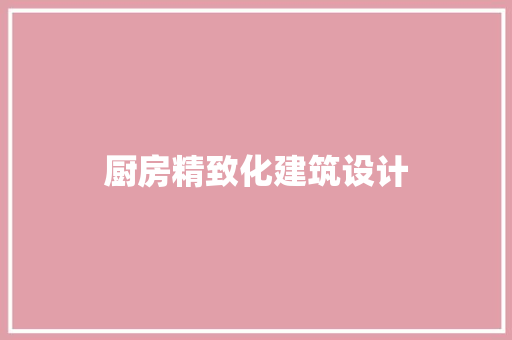 厨房精致化建筑设计 材料设备
