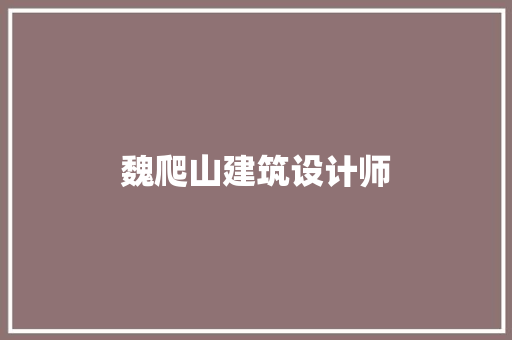 魏爬山建筑设计师