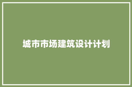 城市市场建筑设计计划