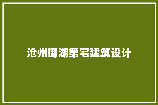 沧州御湖第宅建筑设计