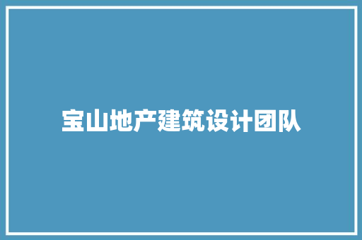 宝山地产建筑设计团队 设计原则