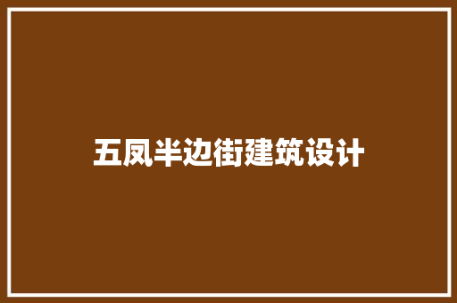 五凤半边街建筑设计 设计原则