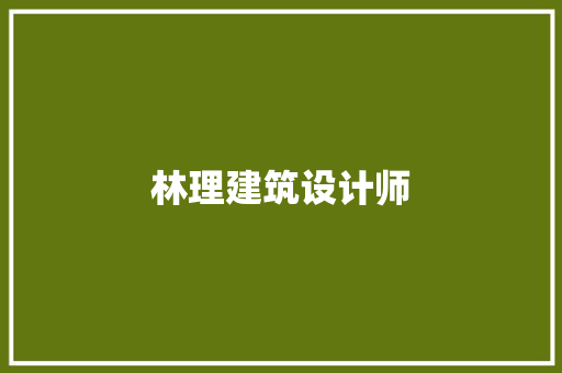 林理建筑设计师 设计原则