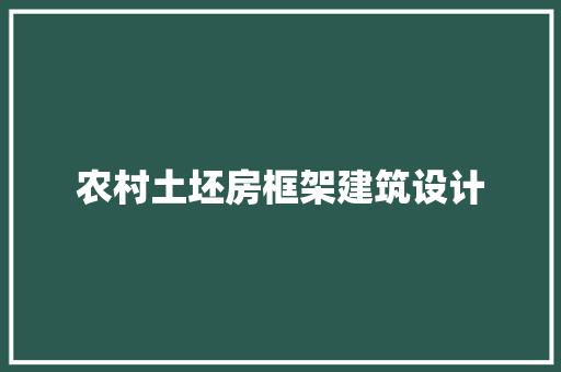 农村土坯房框架建筑设计 常见问题