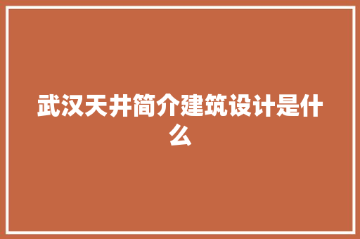 武汉天井简介建筑设计是什么