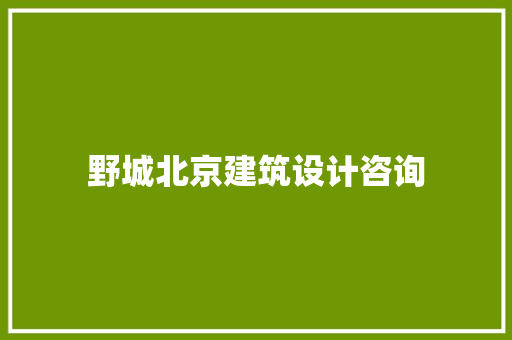 野城北京建筑设计咨询