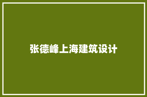 张德峰上海建筑设计 施工管理