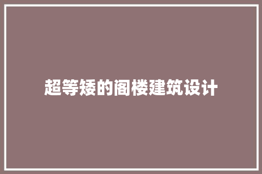 超等矮的阁楼建筑设计