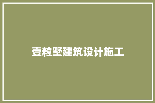 壹粒墅建筑设计施工