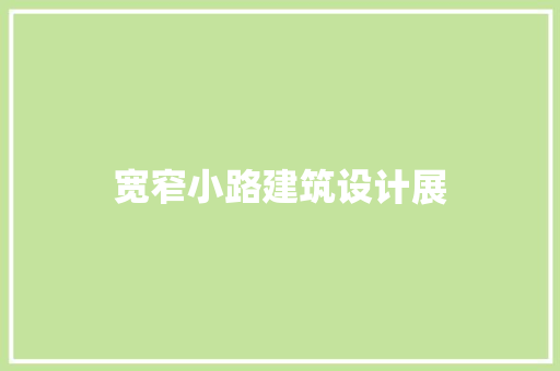 宽窄小路建筑设计展 设计原则