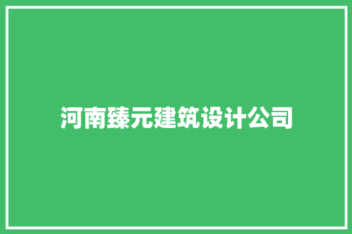 河南臻元建筑设计公司 住宅建筑设计