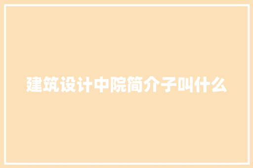 建筑设计中院简介子叫什么