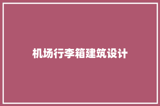 机场行李箱建筑设计