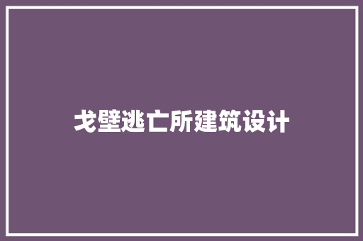 戈壁逃亡所建筑设计