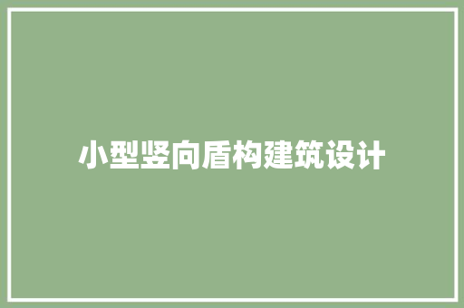 小型竖向盾构建筑设计 施工技术