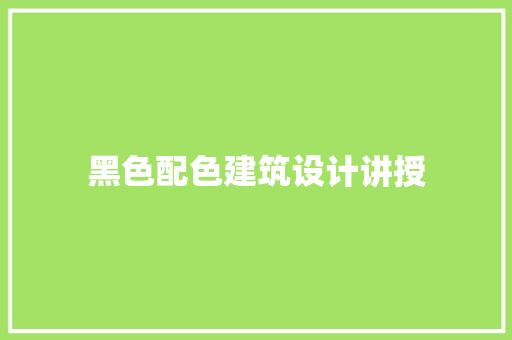 黑色配色建筑设计讲授